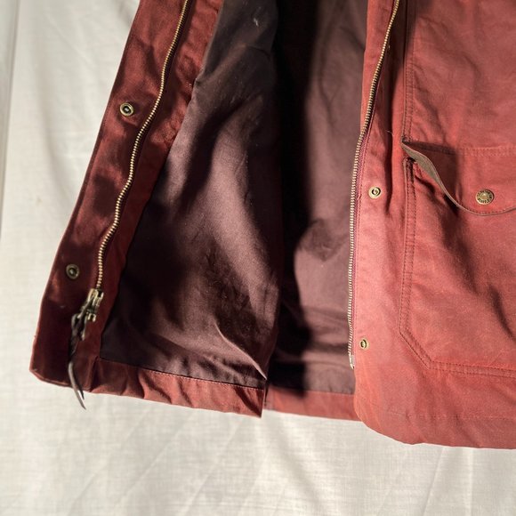 Womens Moorcroft Jacket + Hood SMALL Red Burgundy Outerwear Chore Wax Canvas NEW - Picture 7 of 16